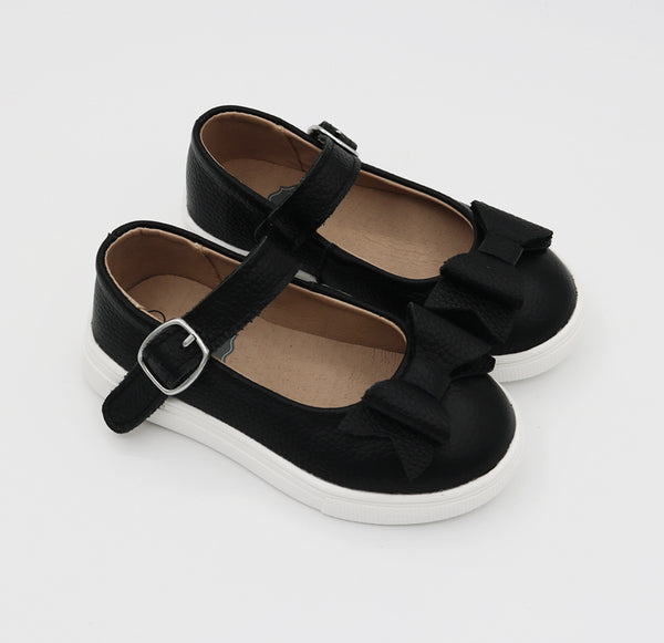 Chelsea Sneaker Mary Jane with Bow - Black with White Soles