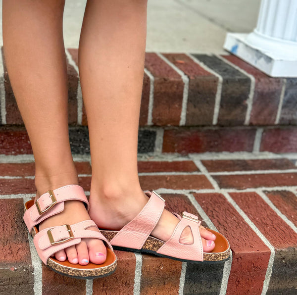 Hamptons Footbed Sandals - Pink Coral